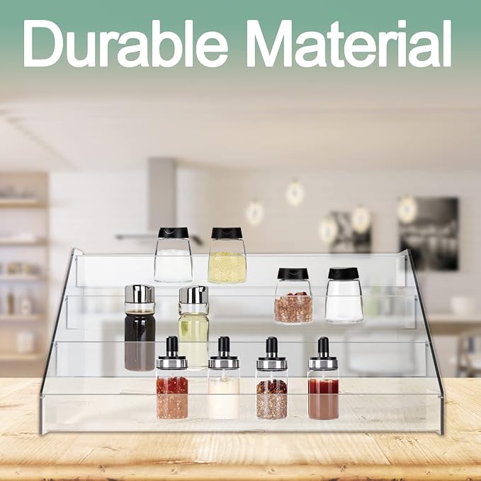 WUIVIUT Spice Rack Organizer For Cabinet, 3 in/Tier Acrylic Tiered Spice Shelf - Image 6