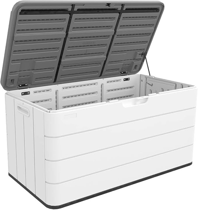 100 Gallon Outdoor Storage Box Waterproof Lockable Resin Deck Box Large - Image 8