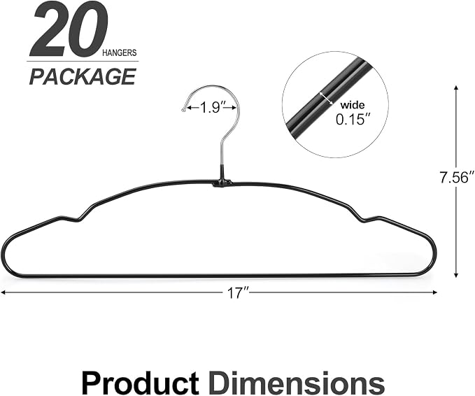 TOPIA HANGER Metal Hangers 20 Pack, Non Slip Clothes Hangers Space Saving - Image 2