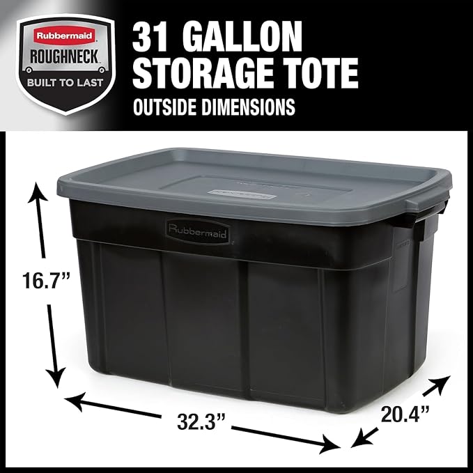 Rubbermaid Garage Storage Bins Black Plastic Stackable Storage - Image 3