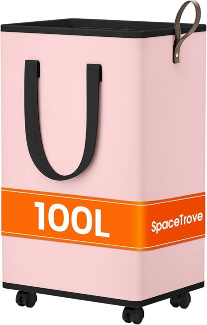 SpaceTrove Laundry Basket with Wheels, Collapsible Laundry Baskets, Laundry by Unknown