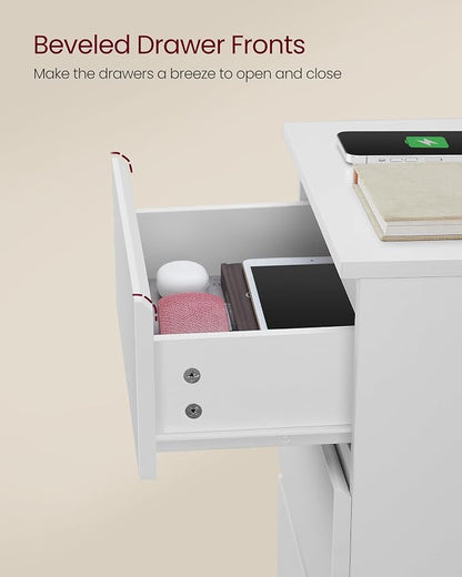 VASAGLE Nightstands with Charging Station, AC Outlets and USB Ports, Bedside - Image 6