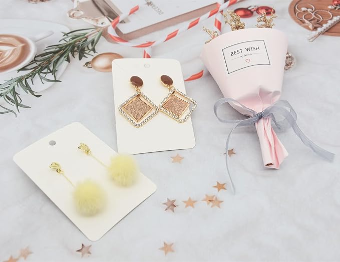White Earring Display Cards Set | 100 Pcs Earring Card Holder 100 Pcs Self - Image 5