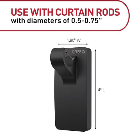 Command 10 lb Matte Black Curtain Rod Hooks, 2 Hooks and 4 Strips, No Drilling - Image 2
