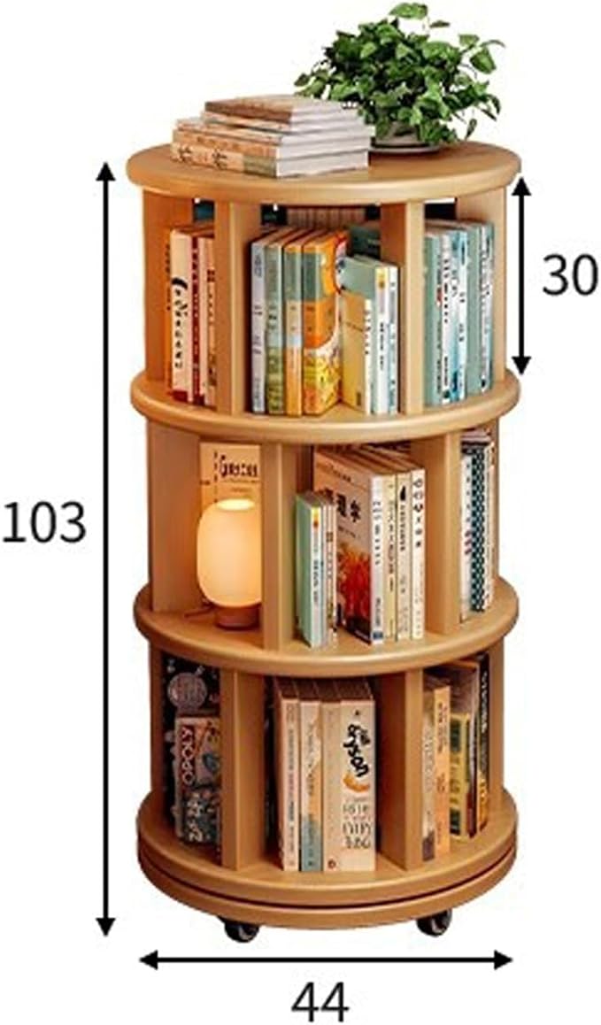Rotating Bookshelf Tower 2/3/4/5/6 Tier Wood Rotating Bookshelf Wooden Book - Image 2