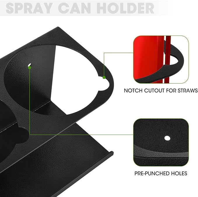 Touri 4 Pack Spray Can Holder for Garage and Workspace, Wall-Mounted Steel - Image 4