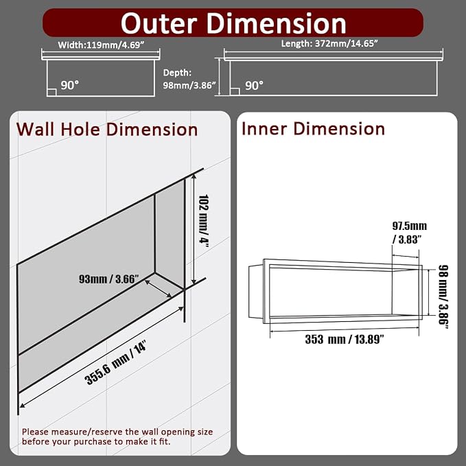 JQK Shower Niche No Tile Need, 304 Stainless Steel Recessed Shower Caddy - Image 2