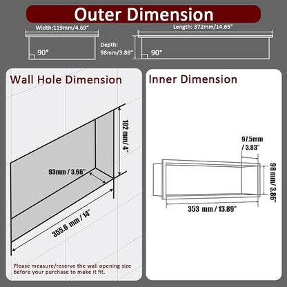 JQK Shower Niche No Tile Need, 304 Stainless Steel Recessed Shower Caddy - Image 2