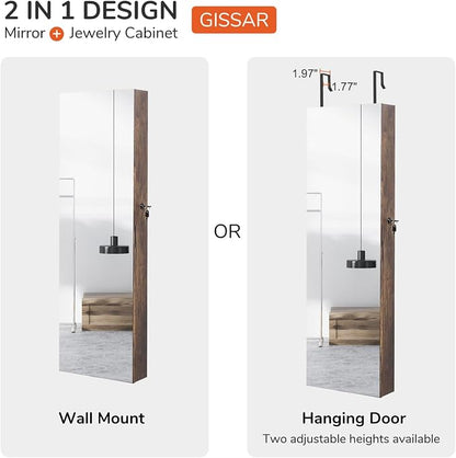 GISSAR Full Length Mirror Jewelry Cabinet, 6 LEDs Jewelry Armoire Wall Mounted - Image 6