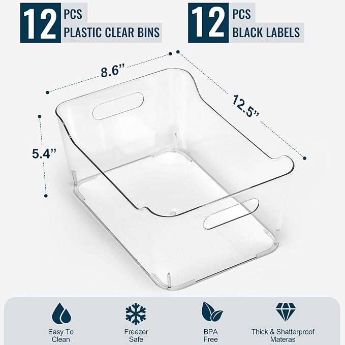 12 PACK Multi-Use Clear Plastic Storage Bins - Image 7