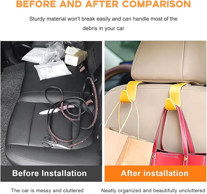 povtii 4PCS Car Seat Headrest Hook, Auto Back Seat Hanging Storage Organizer - Image 6
