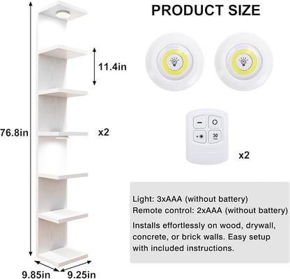 Fixwal 7 Tier Wall Mounted Shelf Set of 2 White Lack Wall Shelf - Image 3