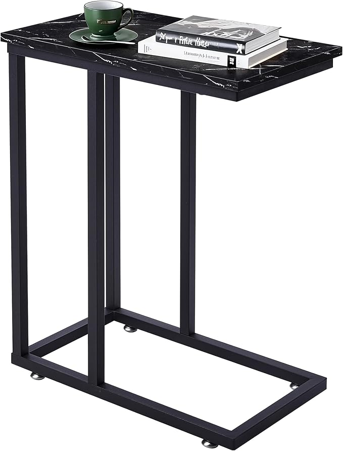 VECELO C Shaped End Side Table for Sofa Couch and Bed Snack TV Tray for Living by VECELO