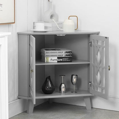 Scurrty 32'' Corner Shelf Stand, Small Corner Table Sideboard Cabinet - Image 2