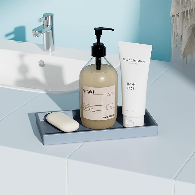 Vanity and Bathroom Tray, 7.7" ABS Countertop Organizer, Waterproof Vanity Tray - Image 3
