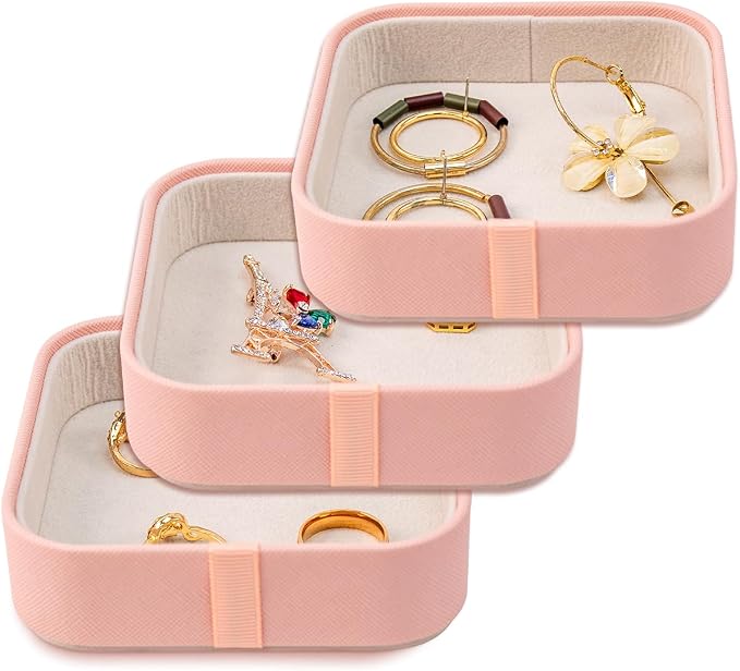 SANQIANWAN Set of 3 Small Stackable Jewelry Organizer Trays Mini Jewelry Drawer by SANQIANWAN
