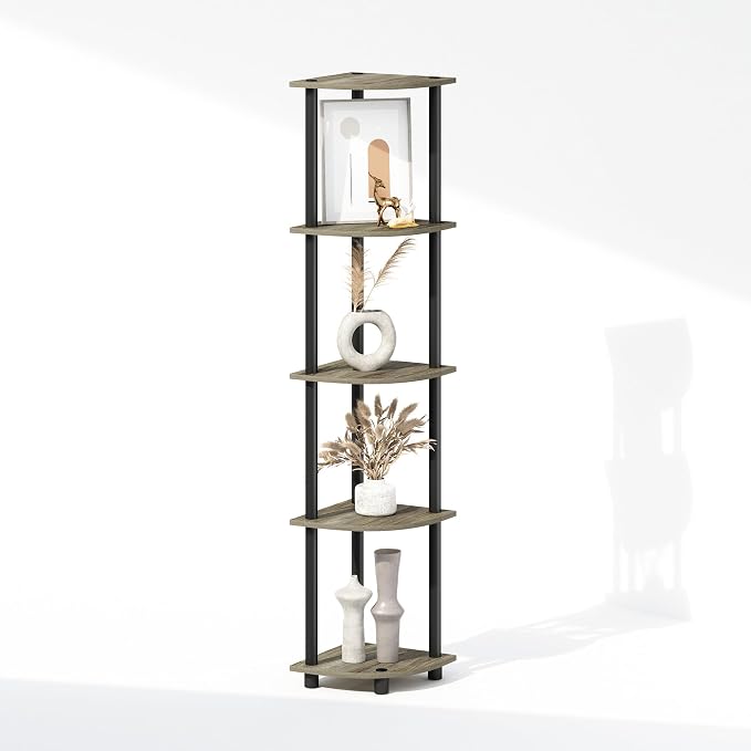 Furinno Turn-N-Tube Storage Shelves, 5-Tier Book Shelf, Corner Shelf by Furinno-FitsYourSpaceFitsYourBudget