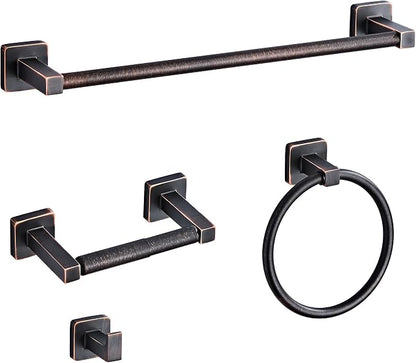 Bathroom Hardware Set 4 Pieces, Oil Rubbed Bronze Towel Bar Set Stainless Steel by bluebyrne