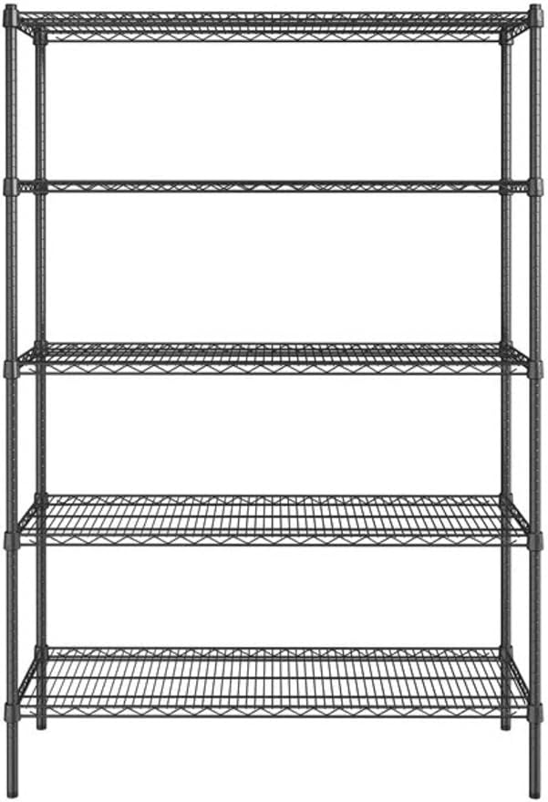 Black 5-Tier Metal Adjustable Freestanding Garage Storage Wire Shelving Unit by Unknown