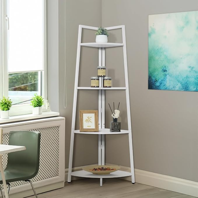 CAPHAUS 4-Tier Corner Shelf Stand, Tall Display Shelves, Ladder Corner Wood by Unknown