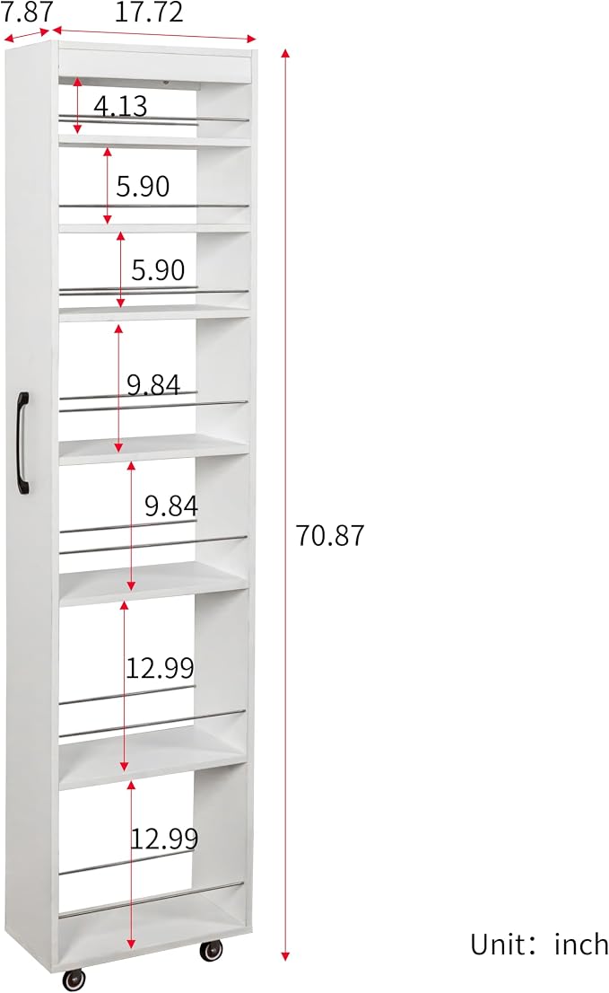 Slim Rolling Storage Cart, 7-Tier Pull-Out Spice Rack - Image 2