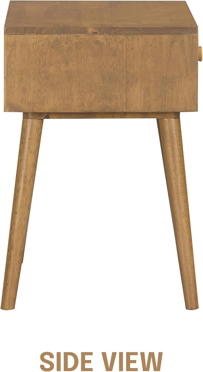 NTC Lux Solid Wood Nightstand, Mid Century Modern Side Table Bedroom, Bedside - Image 4