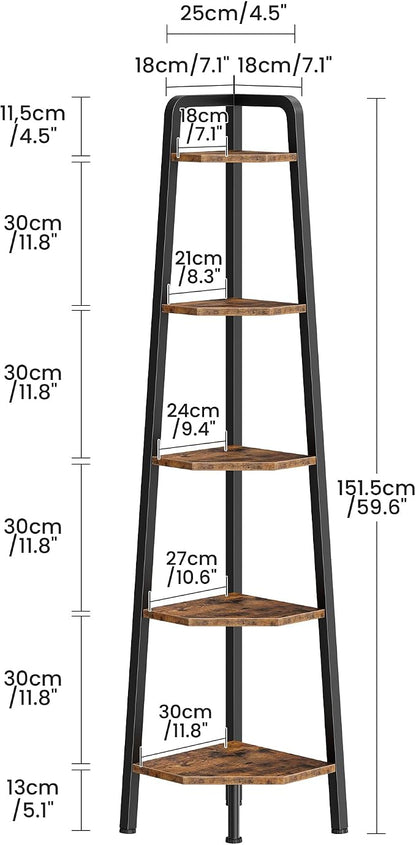 CHOEZON Corner Shelf, 5-Tier Ladder Corner Shelf, Ladder Bookshelf, 59.6" Tall - Image 2