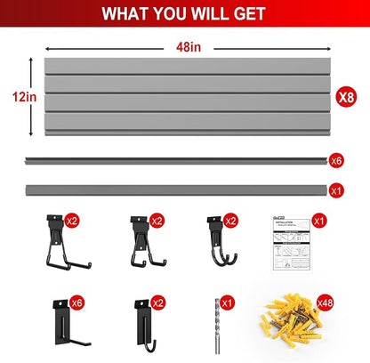 4'H x 8'W Slatwall Panel Garage Wall Organizer - Image 2