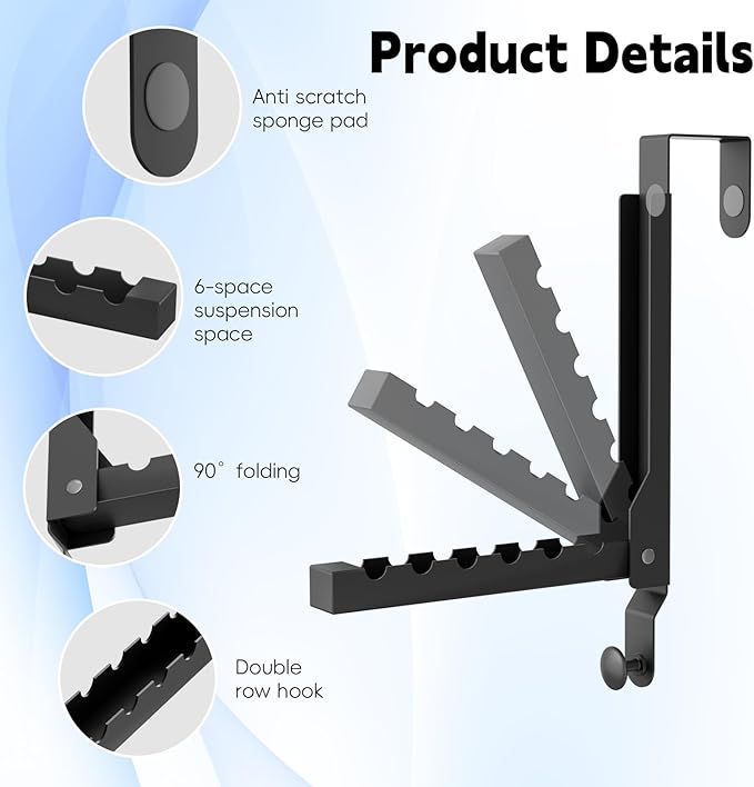BAKON Over The Door Hanger Folding Clothes Drying Rack, Folding Hanging Coat - Image 4