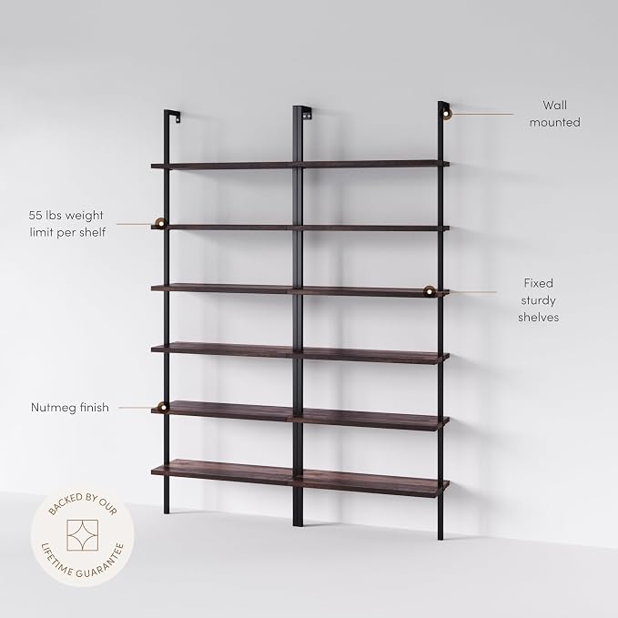 Nathan James Theo 6-Shelf Tall Bookcase, Wall Mount Bookshelf - Image 4
