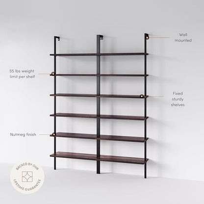 Nathan James Theo 6-Shelf Tall Bookcase, Wall Mount Bookshelf - Image 4