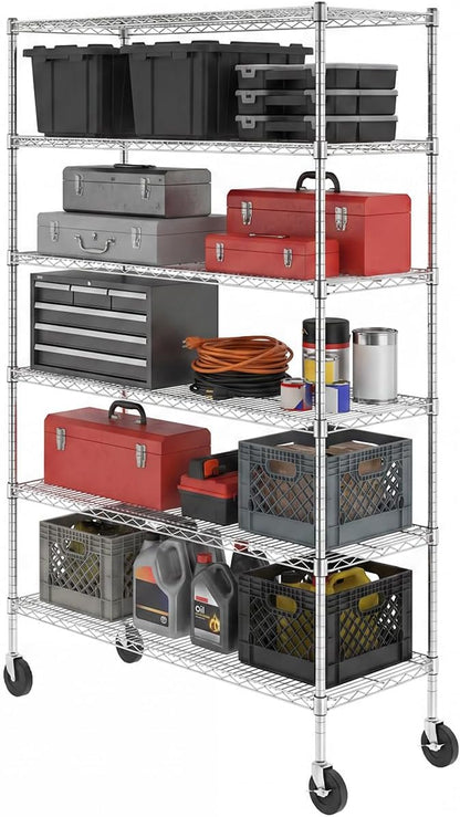 SafeRacks NSF 6-Tier Heavy Duty Steel Wire Rack w/Wheels by SafeRacks
