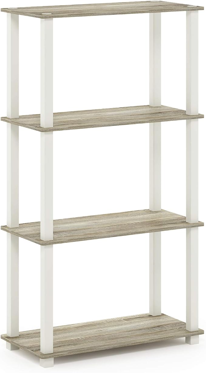 Furinno TURN-S-TUBE Storage Shelves, 4-Tier Book Shelf, Corner Shelf, Toolless - Image 5
