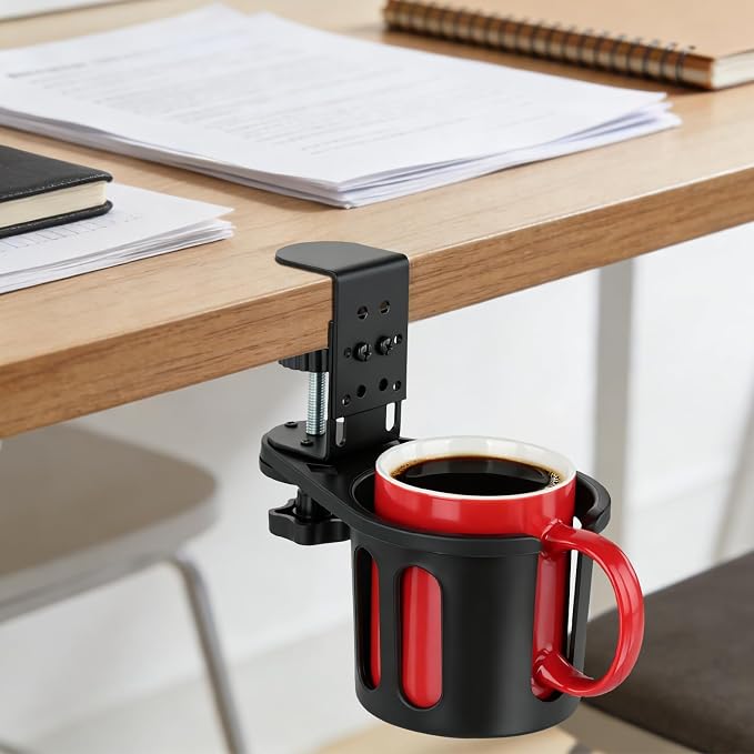 MYITYARD Desk Cup Holder Clamp, Clip On Table Cup Holder, Rotatable Water - Image 8