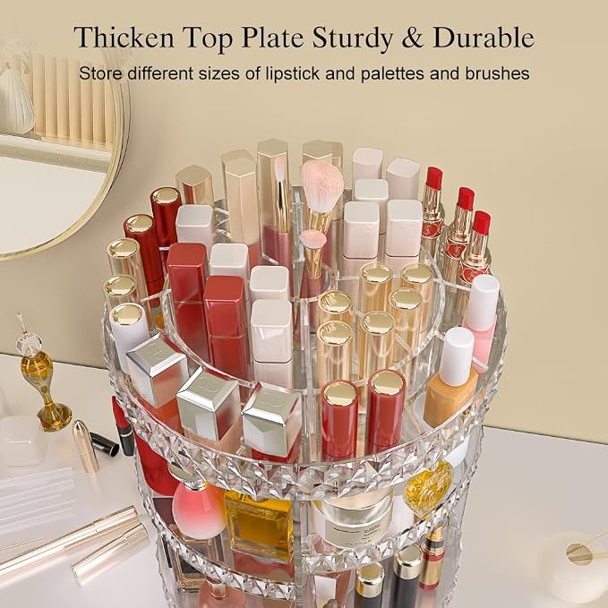 360 Rotating Makeup Organizer, DIY Adjustable Makeup Carousel Spinning Holder - Image 4