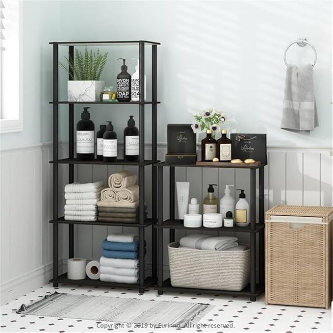 Furinno TURN-S-TUBE Storage Shelves, 3-Tier Book Shelf, Corner Shelf, Toolless - Image 2