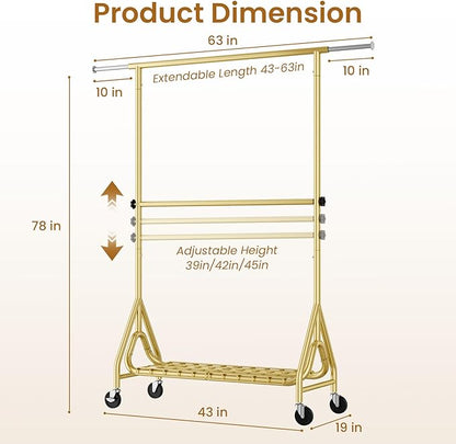 Double Rods Clothing Rack, Heavy Duty Clothes Rack - Image 7