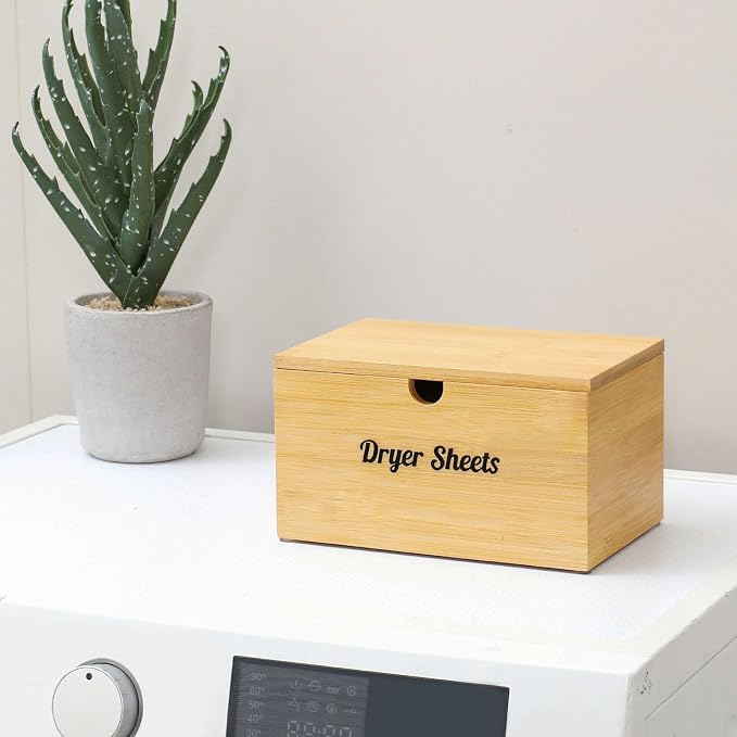 Bamboo Dryer Sheet Holder with Lid, Dryer Sheet Container - Image 6