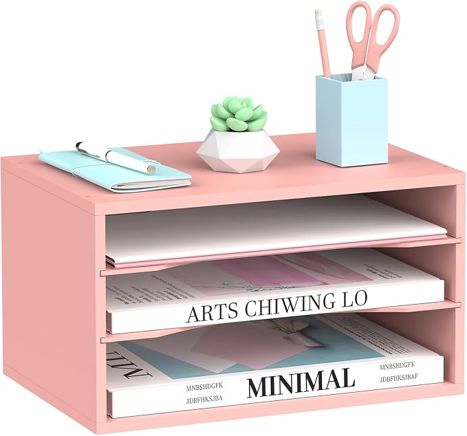3 Tier Wood Desk Organizer, Mail Sorter and Paper Organizer by SUPEASY