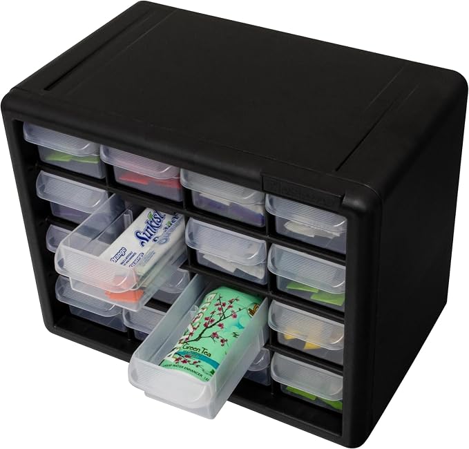 Akro-Mils 16-Drawer Plastic Storage Cabinet, 10.5"W x 6.5"D x 8.5"H, Makeup - Image 19