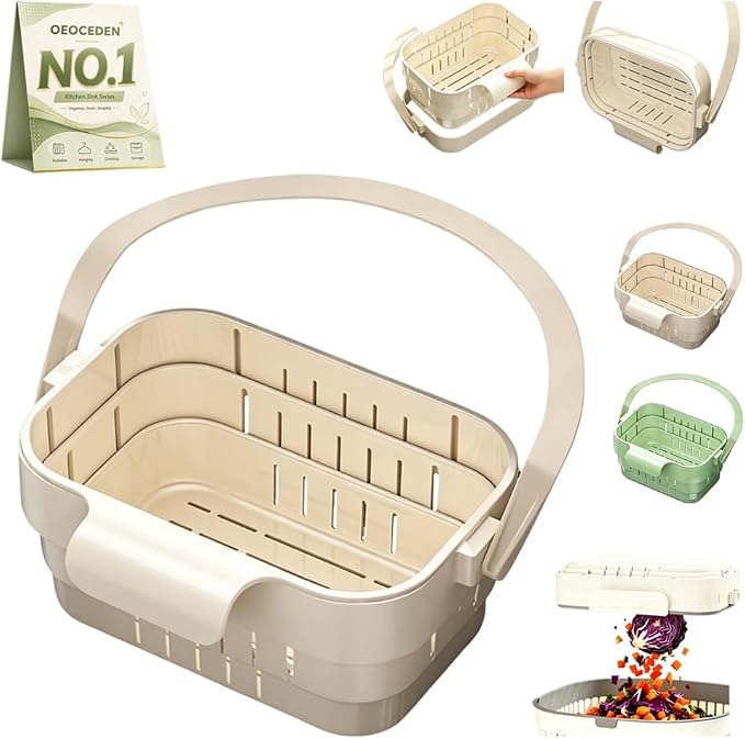2-in-1 Foldable Sink Colander Hanging Kitchen Drain Basket Collapsible Faucet by Unknown