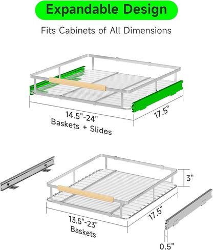 Expandable Pull Out Drawers for Cabinets, Kitchen Cabinet Slide Out Shelves - Image 2