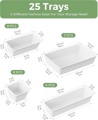 BiuLeon 25 PCS Plastic Drawer Organizers Set, 4-Sizes Vanity and Makeup - Image 2
