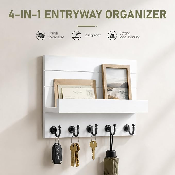 HONJIN Key Holder for Wall: Easy Installation Mail Organizer Wall Mount Hanging - Image 5