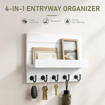 HONJIN Key Holder for Wall: Easy Installation Mail Organizer Wall Mount Hanging - Image 5
