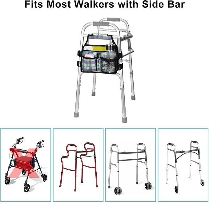 supregear Side Walker Bag, Walker Accessories Bag w/Cup Holder, Folding Walker - Image 7