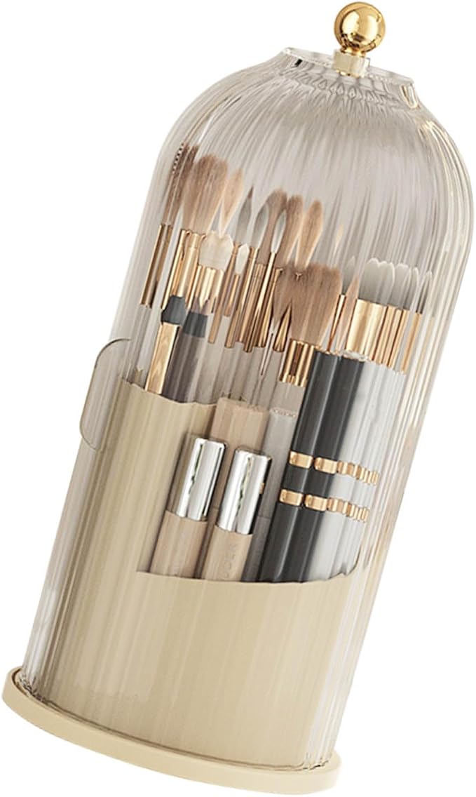Cosmetic Storage Holder Box, Transparent 360° Rotating Sliding Door Makeup - Image 9