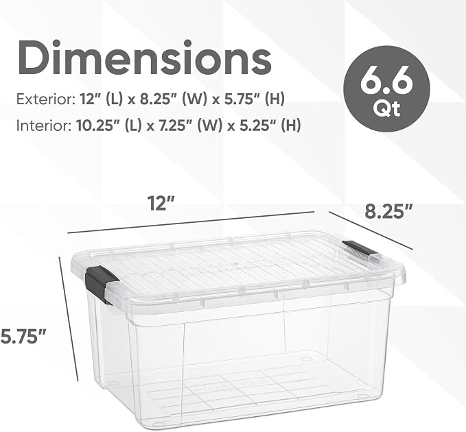 Superio Storage Bins with Lids- 6 Pack, 6.6 Qt Clear Boxes - Image 2