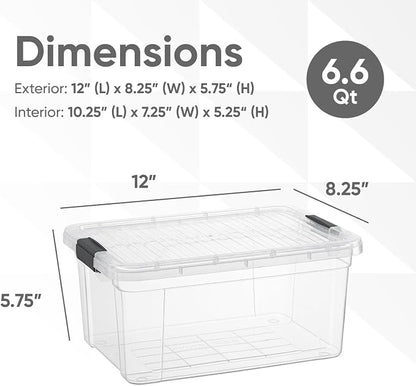 Superio Storage Bins with Lids- 6 Pack, 6.6 Qt Clear Boxes - Image 2
