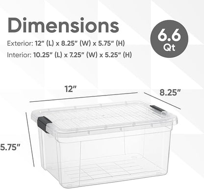 Superio Storage Bins with Lids- 4 Pack, 6.6 Qt Clear Boxes - Image 2
